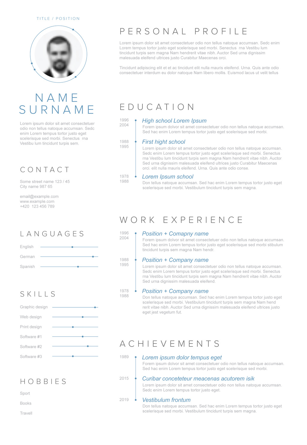Minimalist Resume Layout with Slate Blue Accents (AI Format)