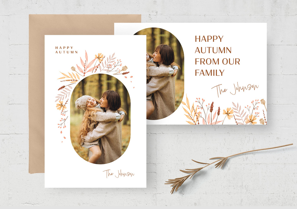 Modern Autumn Fall Photo Card Greetings Card Flyer (PSD Format)
