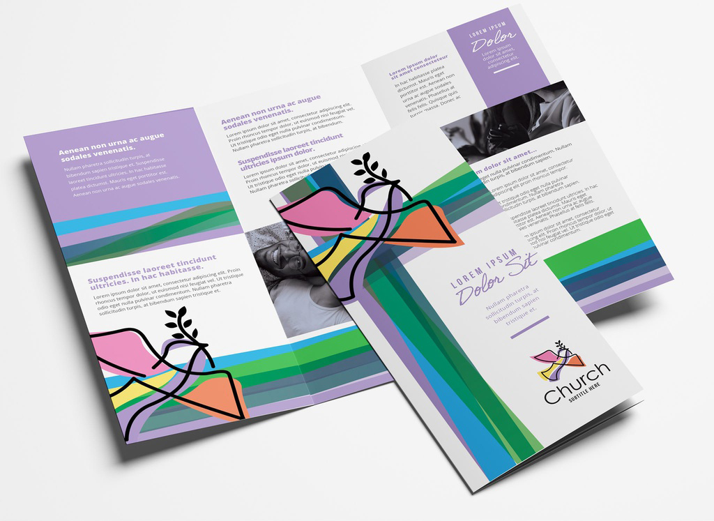 Modern Church Trifold Brochure Layout (PSD Format)
