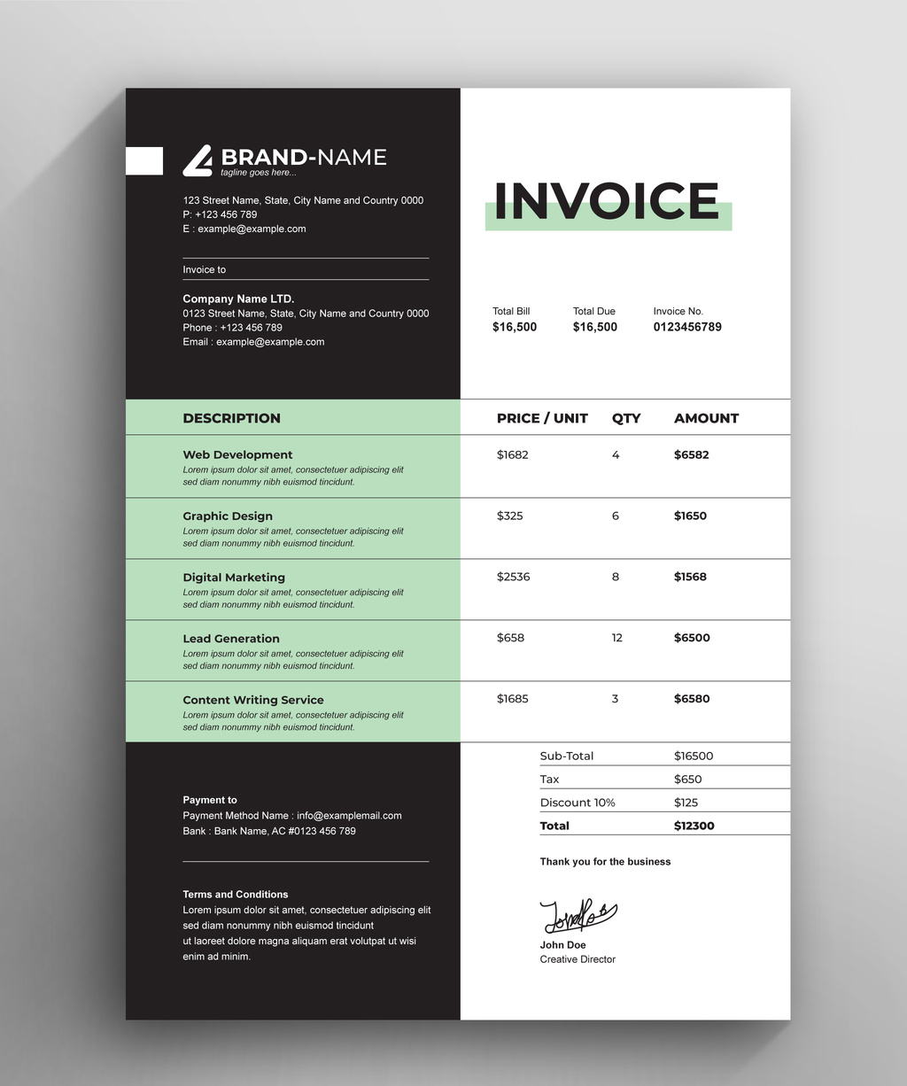 New Clean Invoice Layout (AI Format)