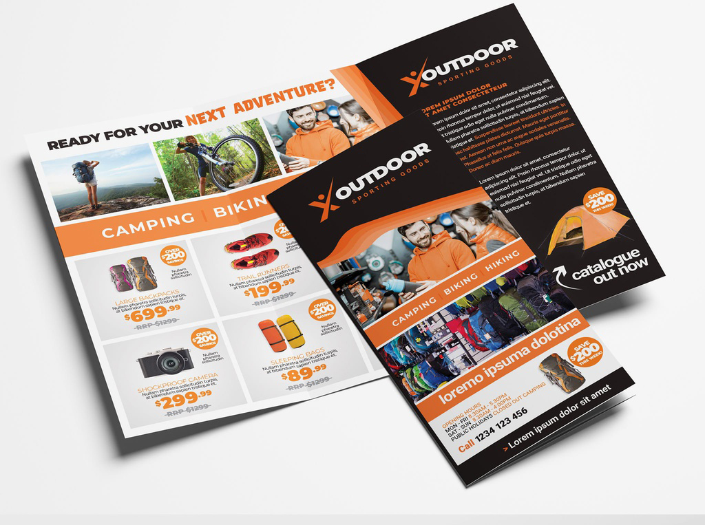 Orange and Brown Trifold Brochure Layout (PSD Format)