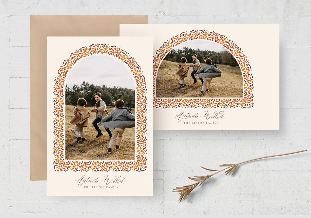 Photo Card Layout with Autumn Fall Style (PSD Format)