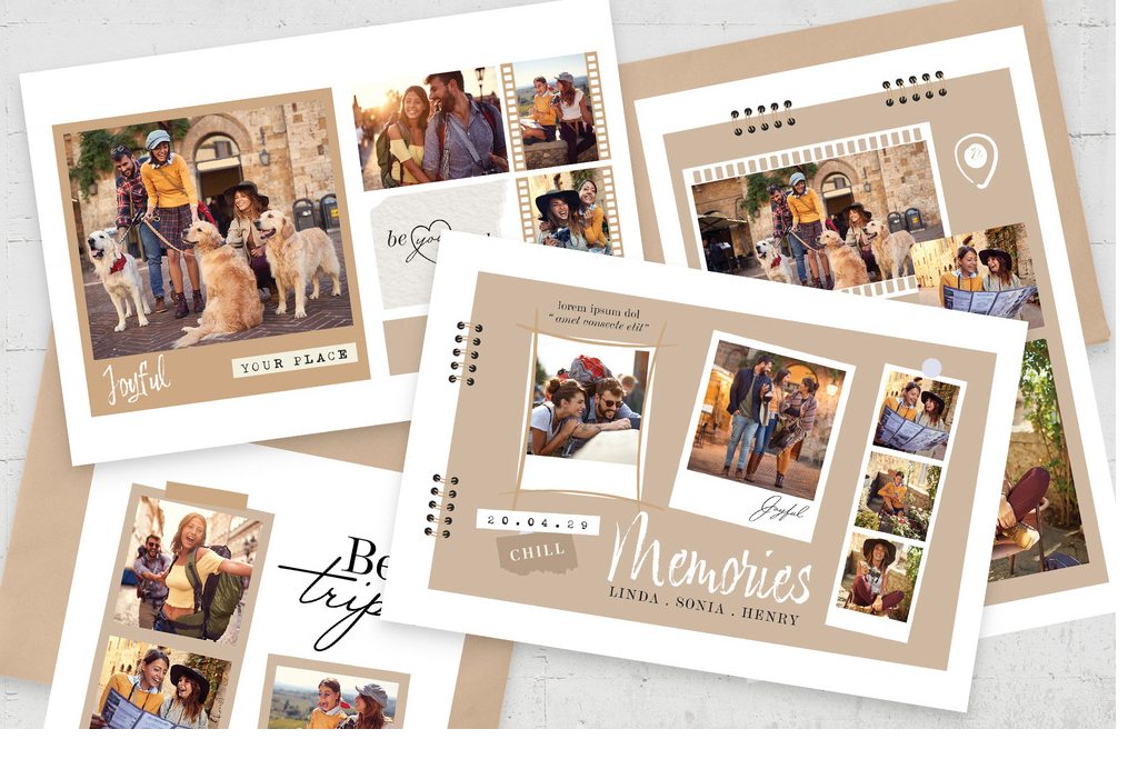 Playful Photo Collage Postcard Flyer Layout (PSD Format)
