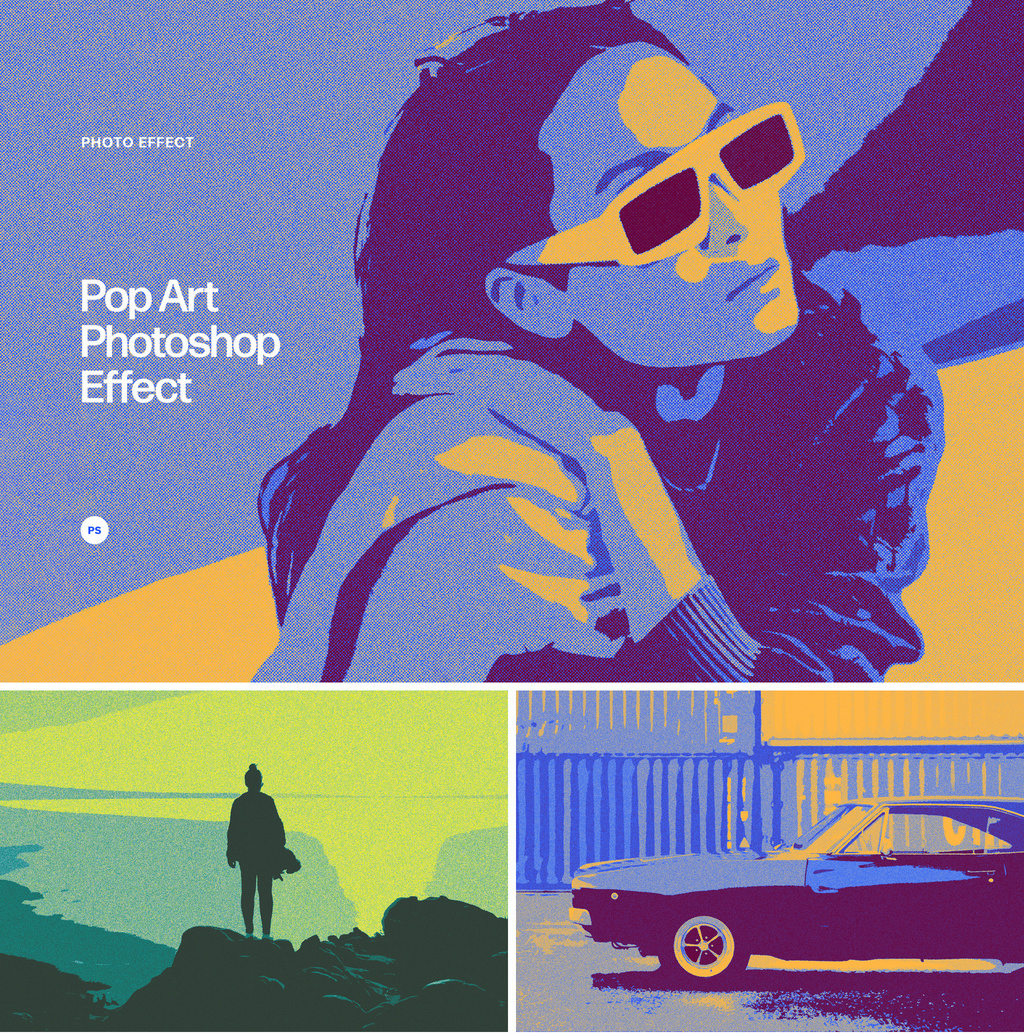 Pop Art Duotones Photo Effect Mockup (PSD Format)