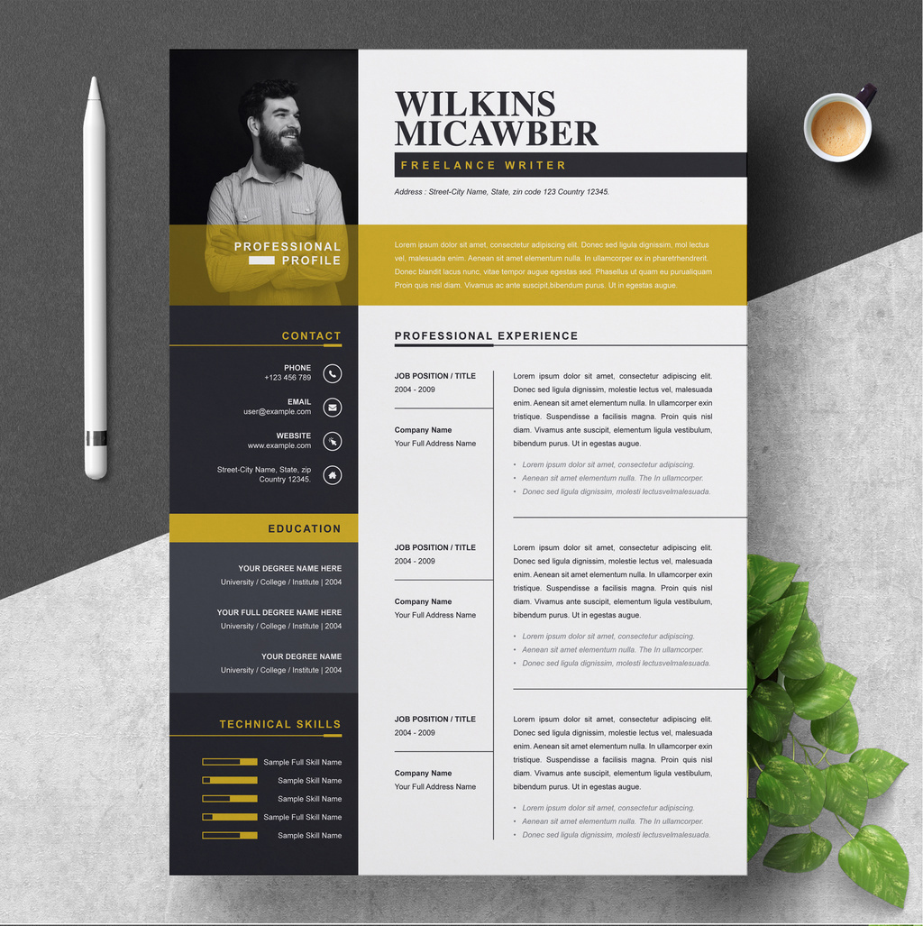 Professional Resume CV Template Layout (AI Format)