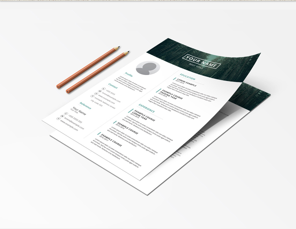 Resume Set with Green Photo Header (AI Format)