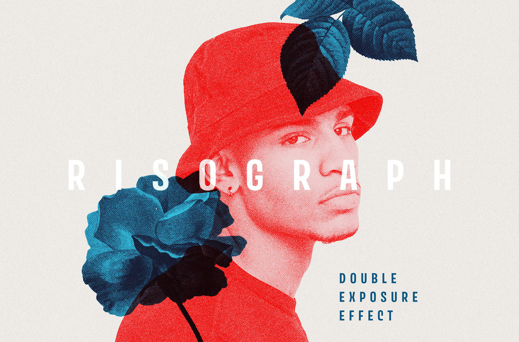 Risograph Double Exposure Photo Effect Mockup (PSD Format)