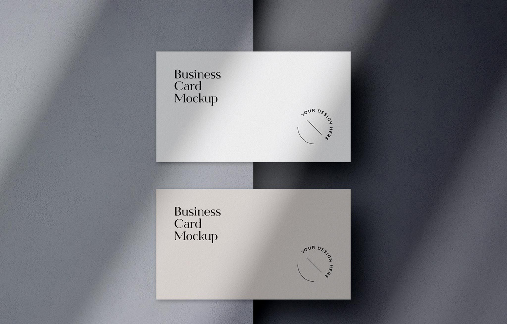 Shadow Overlay Business Card Duo Mockup (PSD Format)