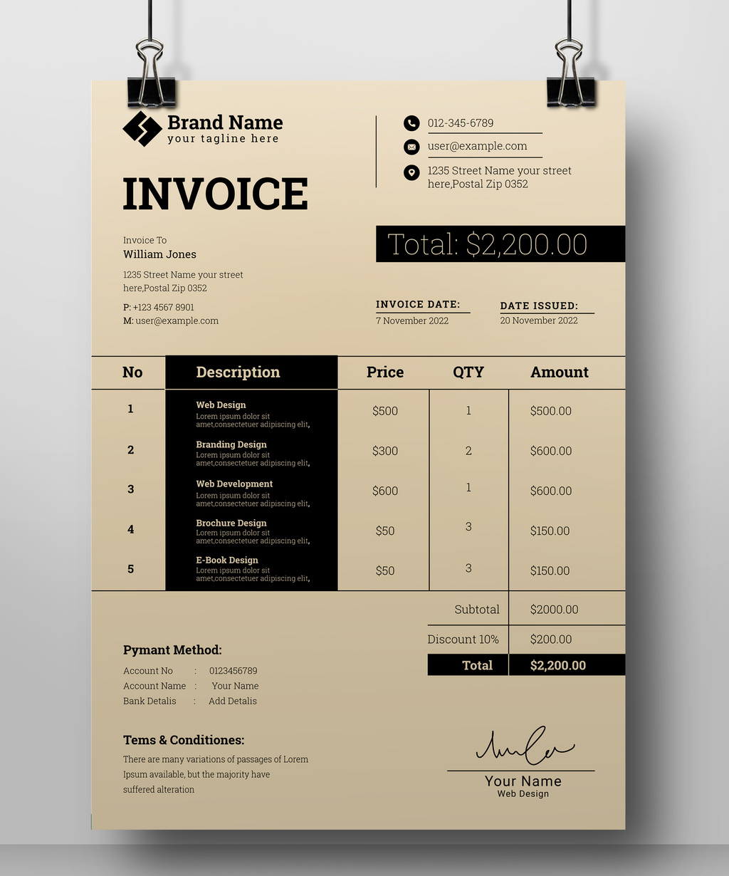 Simple Invoice Layout (AI Format)