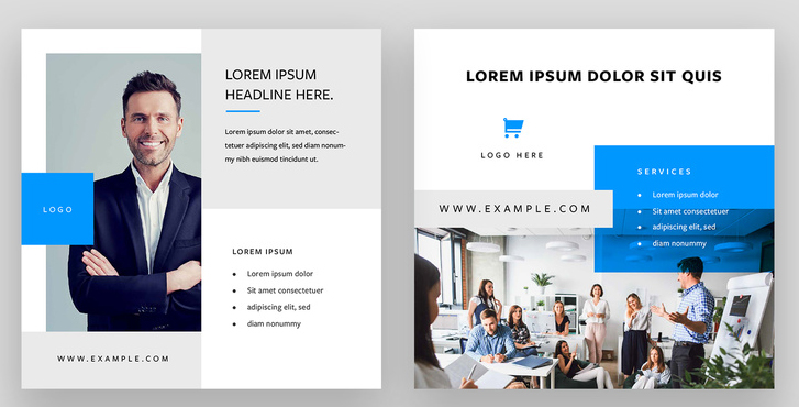 Social Media Layout Set with Bright Blue Accents (AI Format)