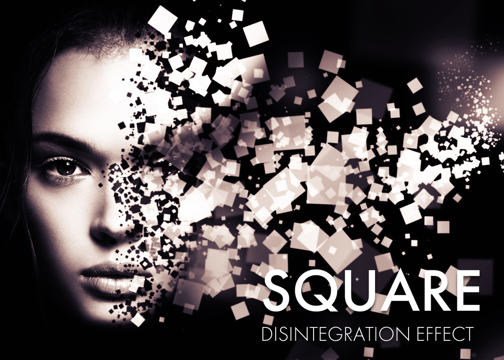 Square Dispersion Photo Effect Mockup (PSD Format)