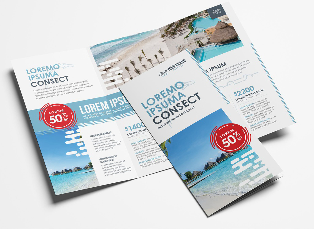 Travel Agency Trifold Brochure Layout (PSD Format)