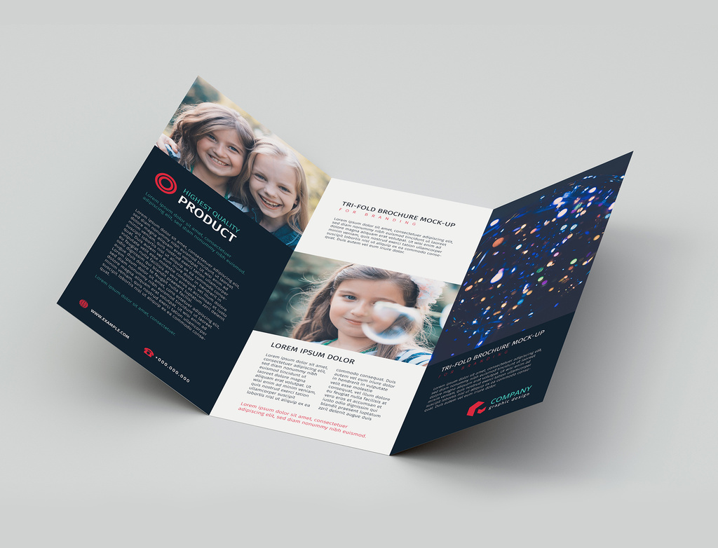 Tri-Fold Brochure Mockup (PSD Format)