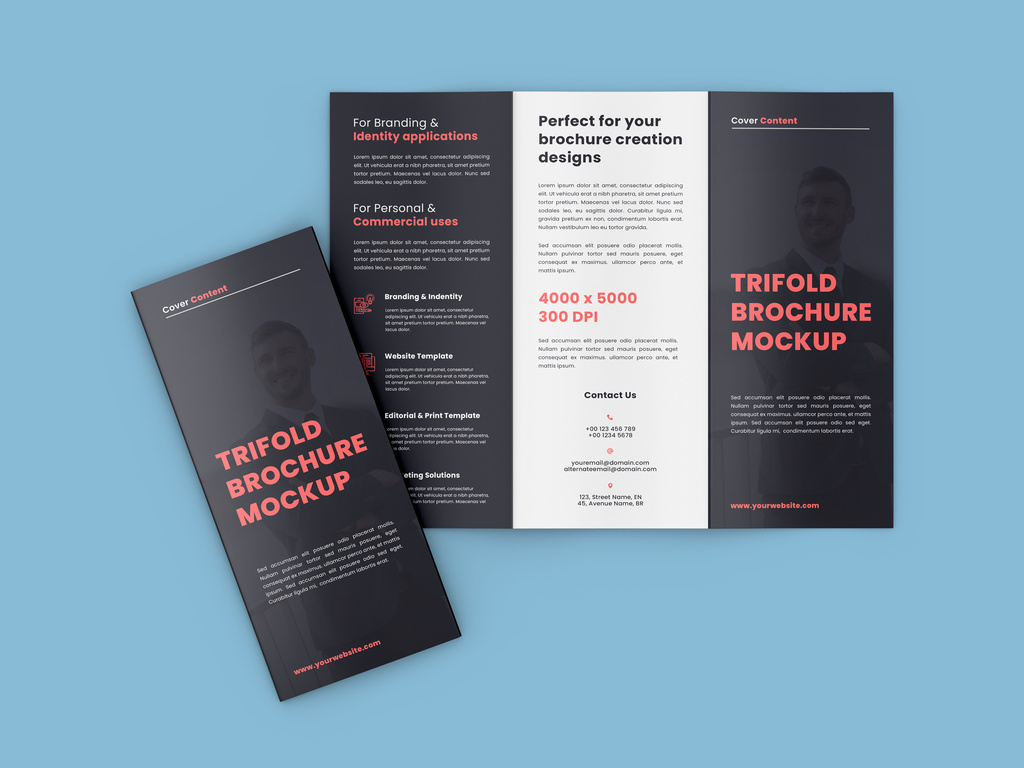 Trifold Brochure Down and Closed (PSD Format)