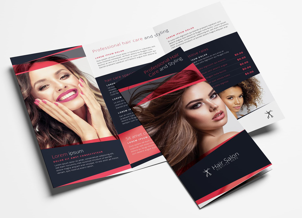 Trifold Brochure Layout for Beauty Businesses (PSD Format)
