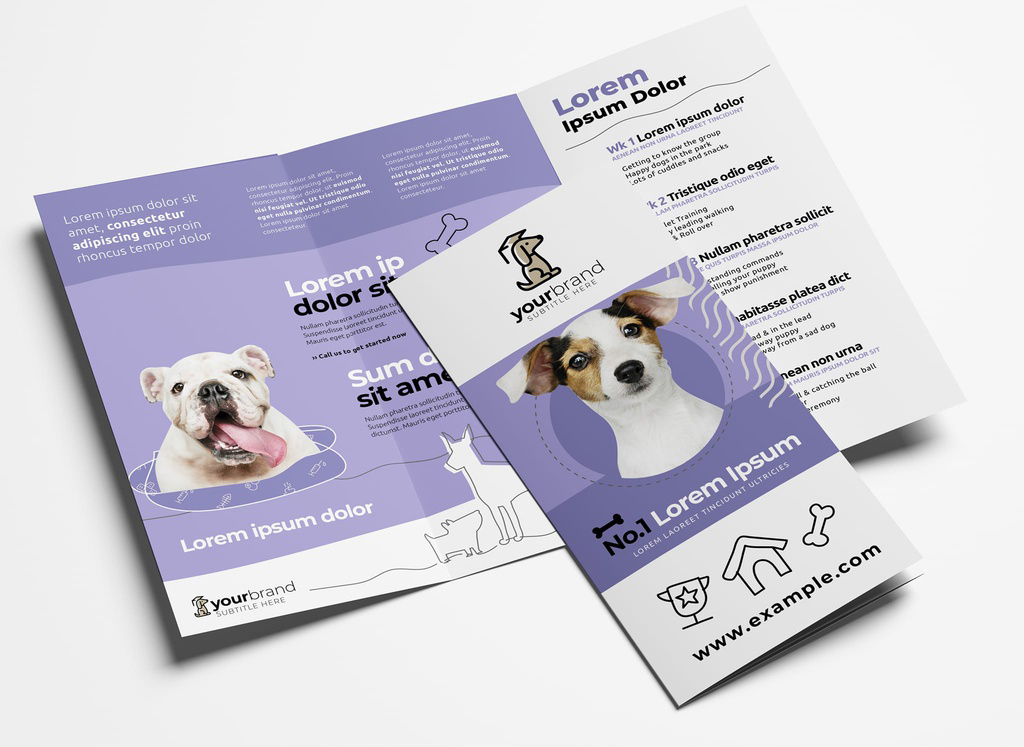 Trifold Brochure Layout for Pet and Vet Services (PSD Format)