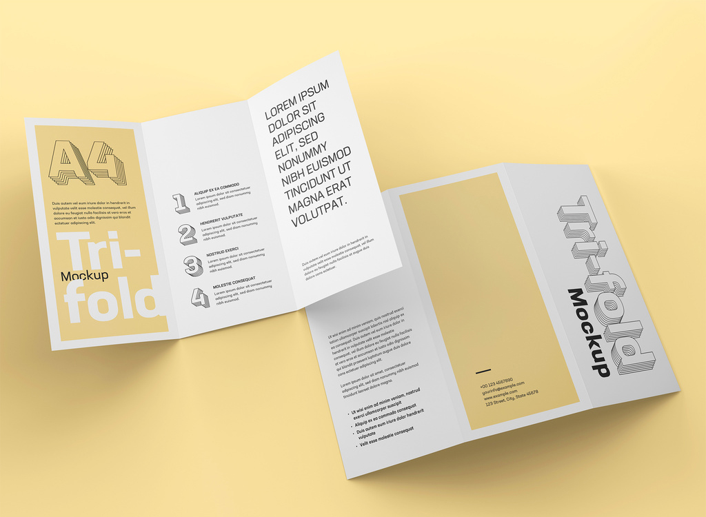 Trifold Brochure Mockup (PSD Format)