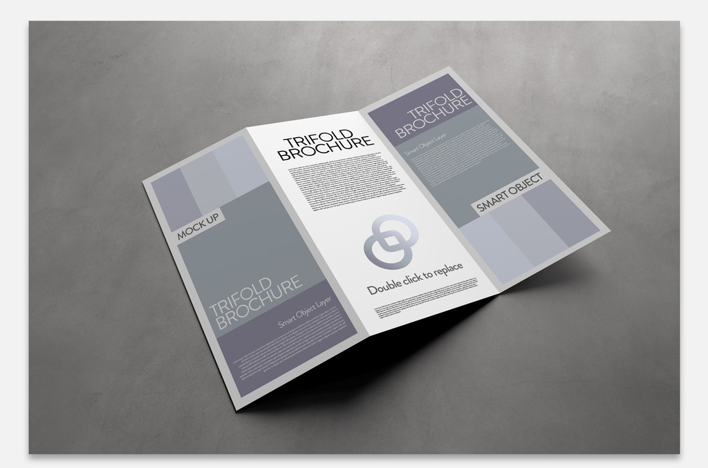 Trifold Brochure on Concrete Surface Mockup (PSD Format)