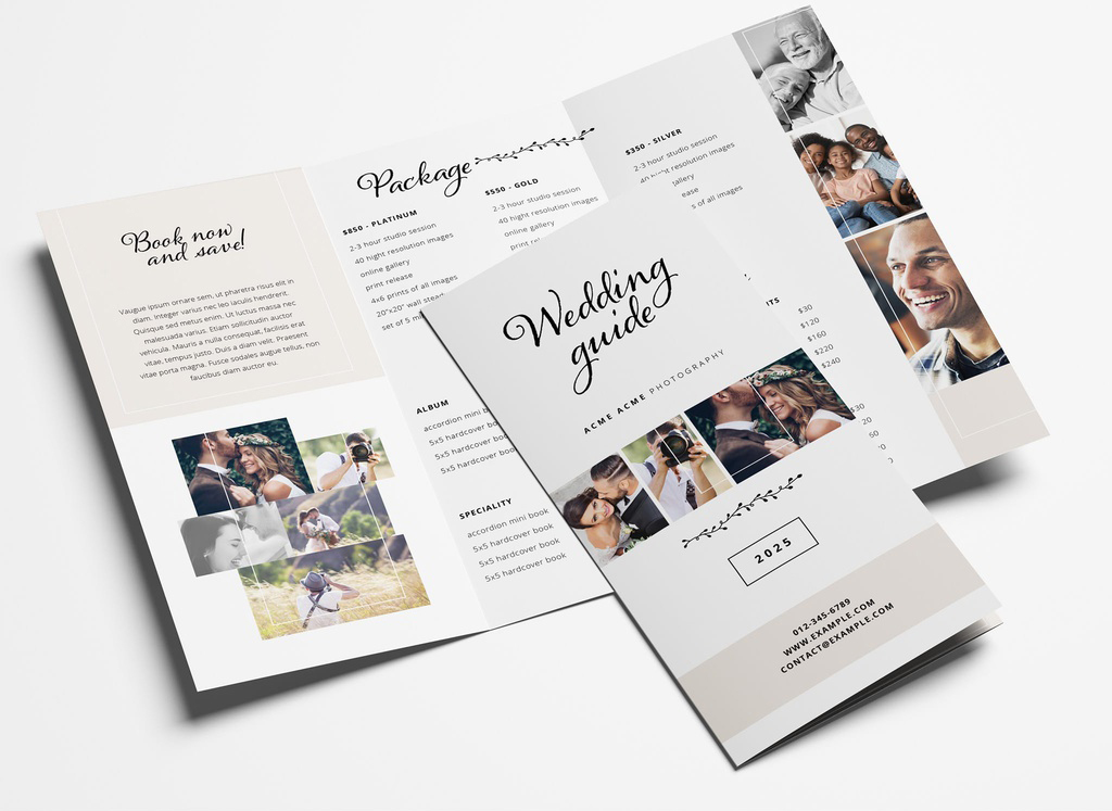 Wedding Photography Trifold Brochure Layout (PSD Format)