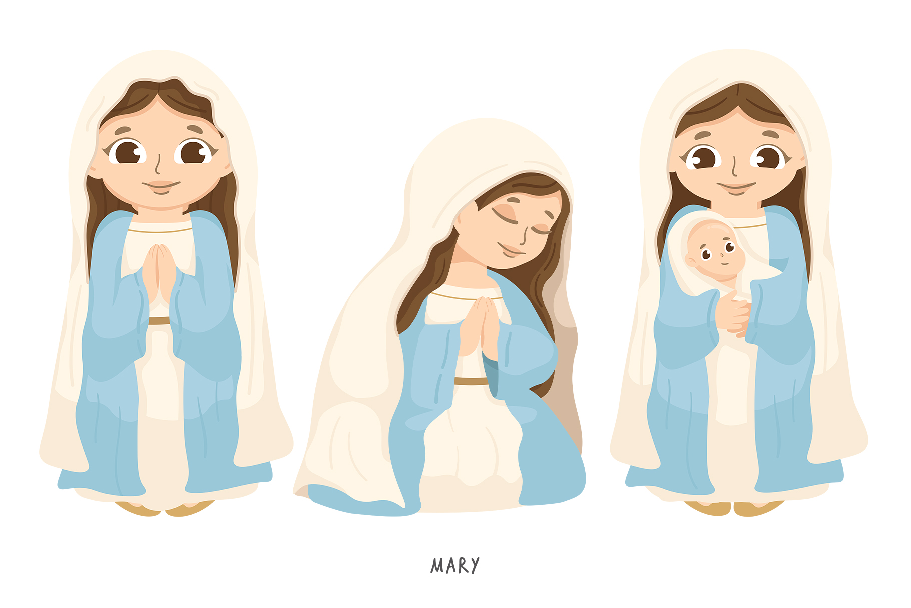 Christmas Nativity Vector Illustrations (AI, EPS, PNG, PAT Format)