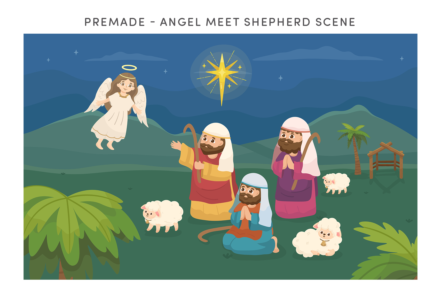 Christmas Nativity Vector Illustrations (AI, EPS, PNG, PAT Format)