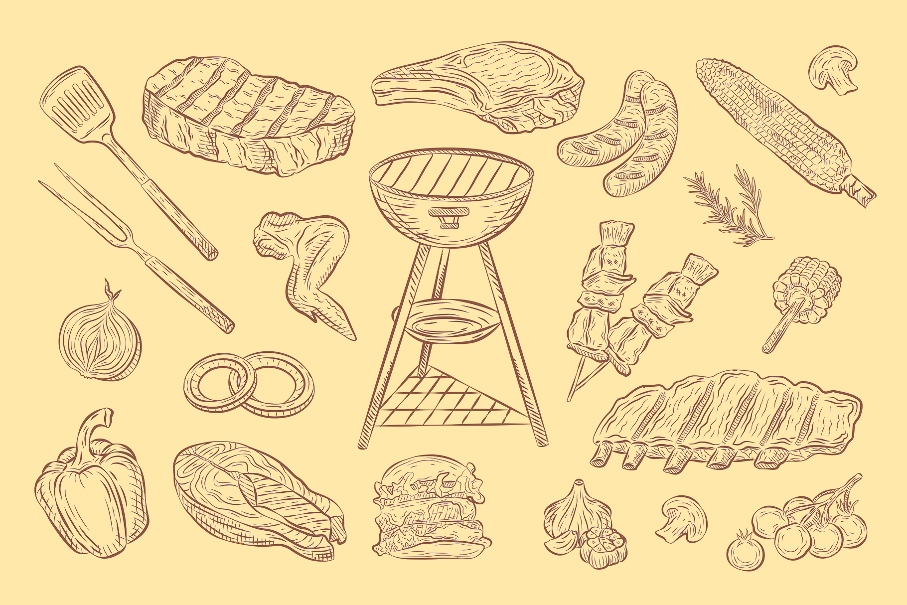 Barbecue BBQ Illustrations (AI, EPS, PNG Format)