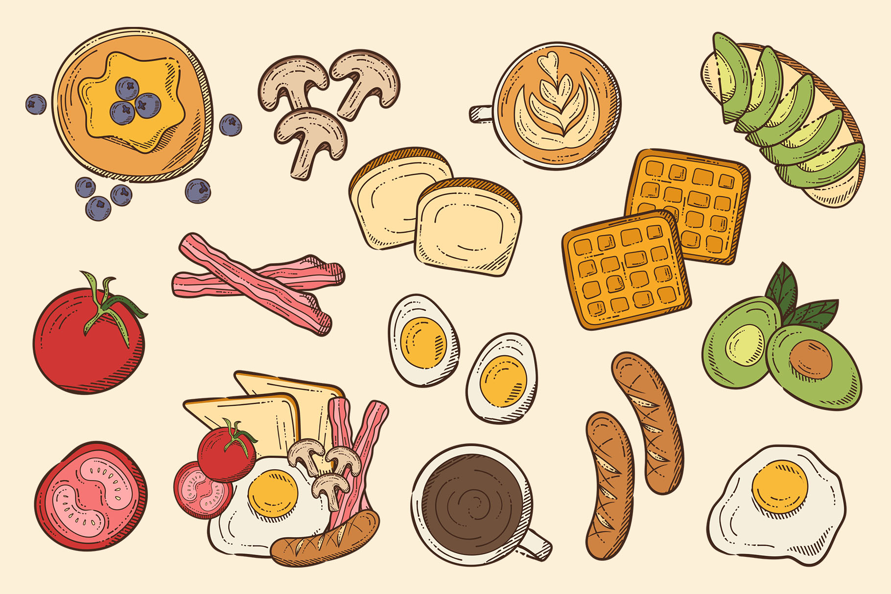 Breakfast Illustrations (EPS, PNG, AI Format)