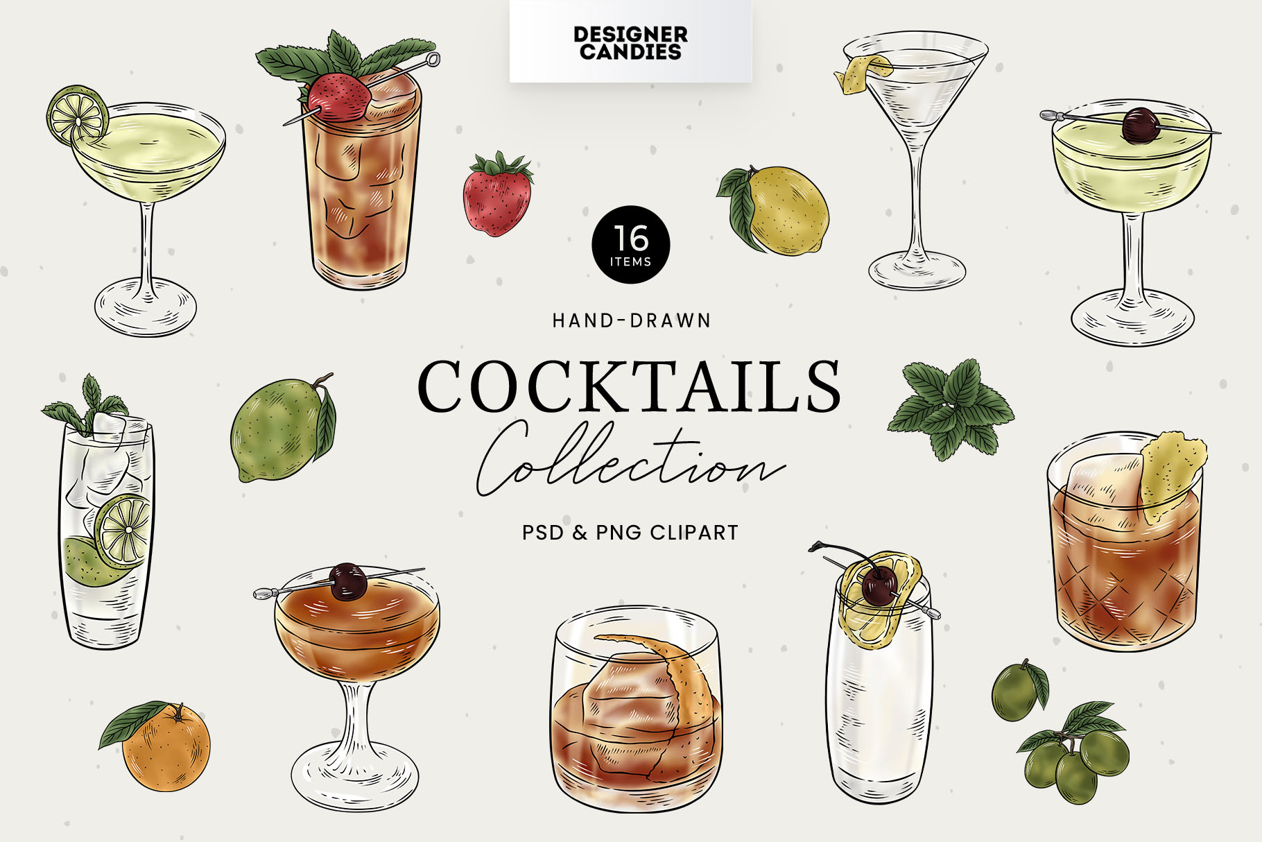 Cocktail Clipart Illustrations (PSD, PNG Format)