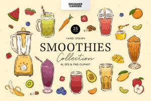 Fruit Smoothies Illustrations (EPS, AI, PNG Format)