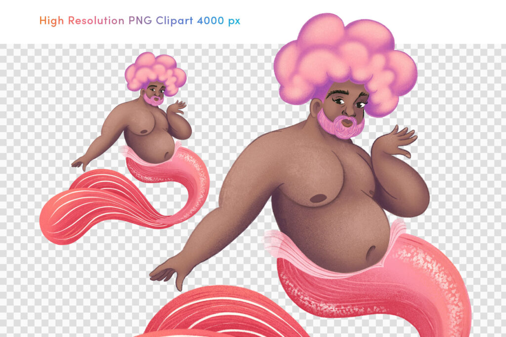 Mermen Clipart Illustration Pack [PSD, PNG] - DesignerCandies