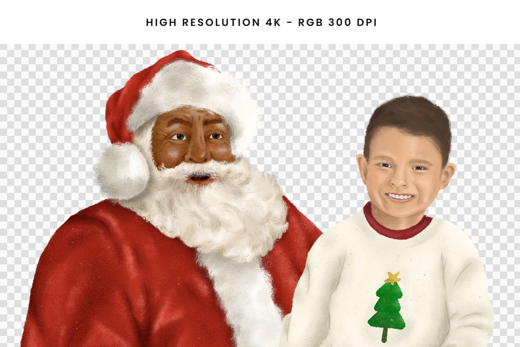 Santa & Child Clipart Illustration (PSD, PNG Format)