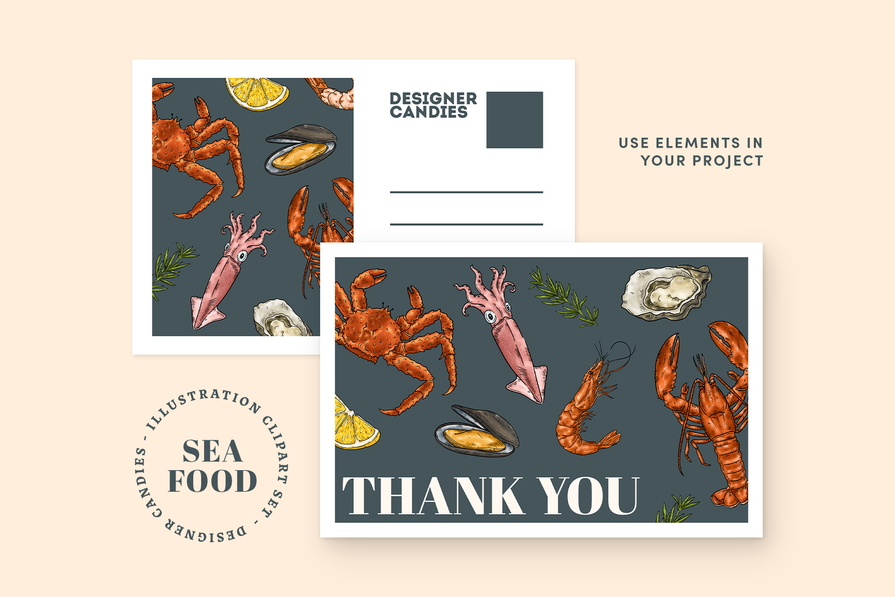 Seafood Clipart Illustrations (PSD, PNG Format)