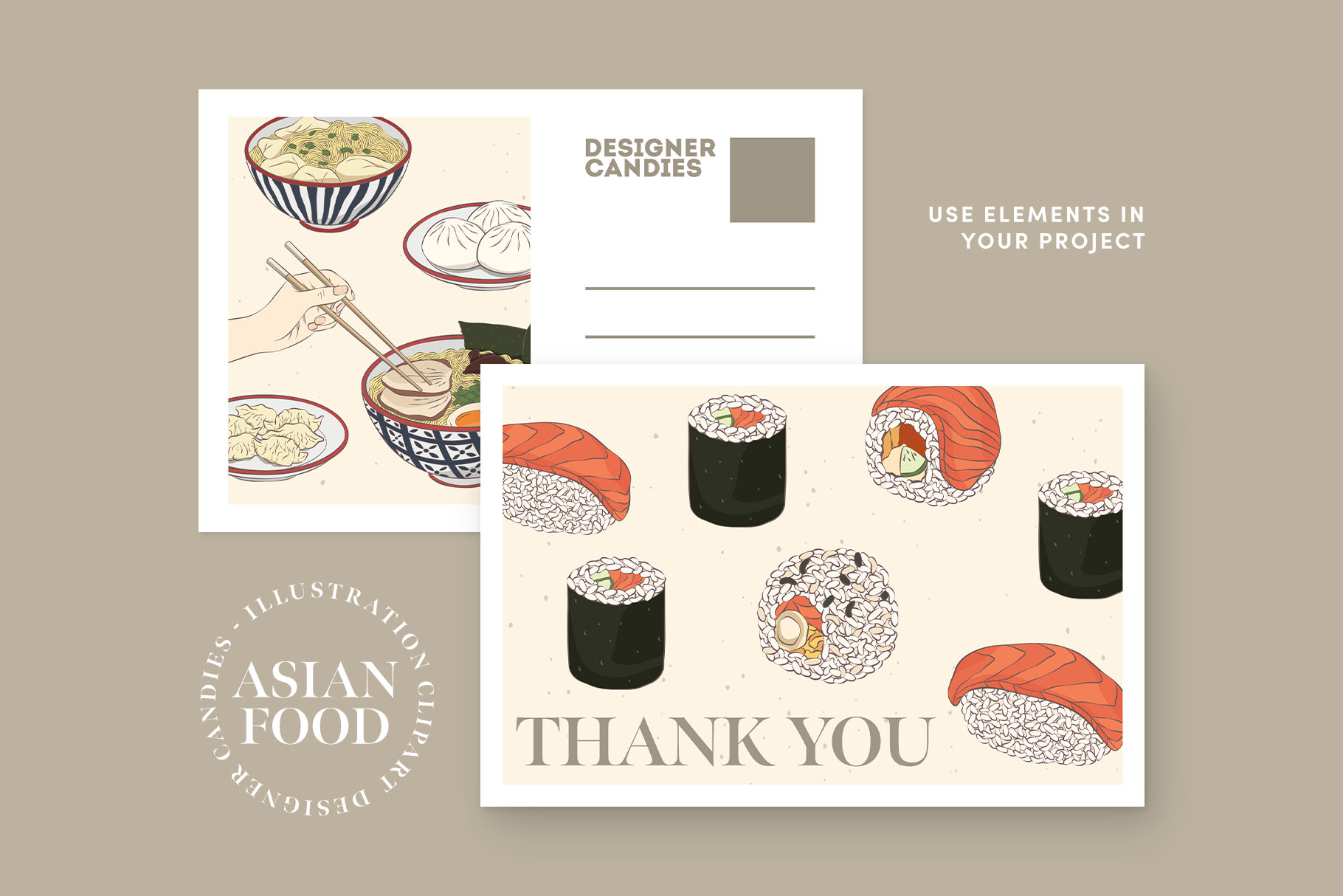 Asian Food Illustrations (AI, EPS, PNG Format)