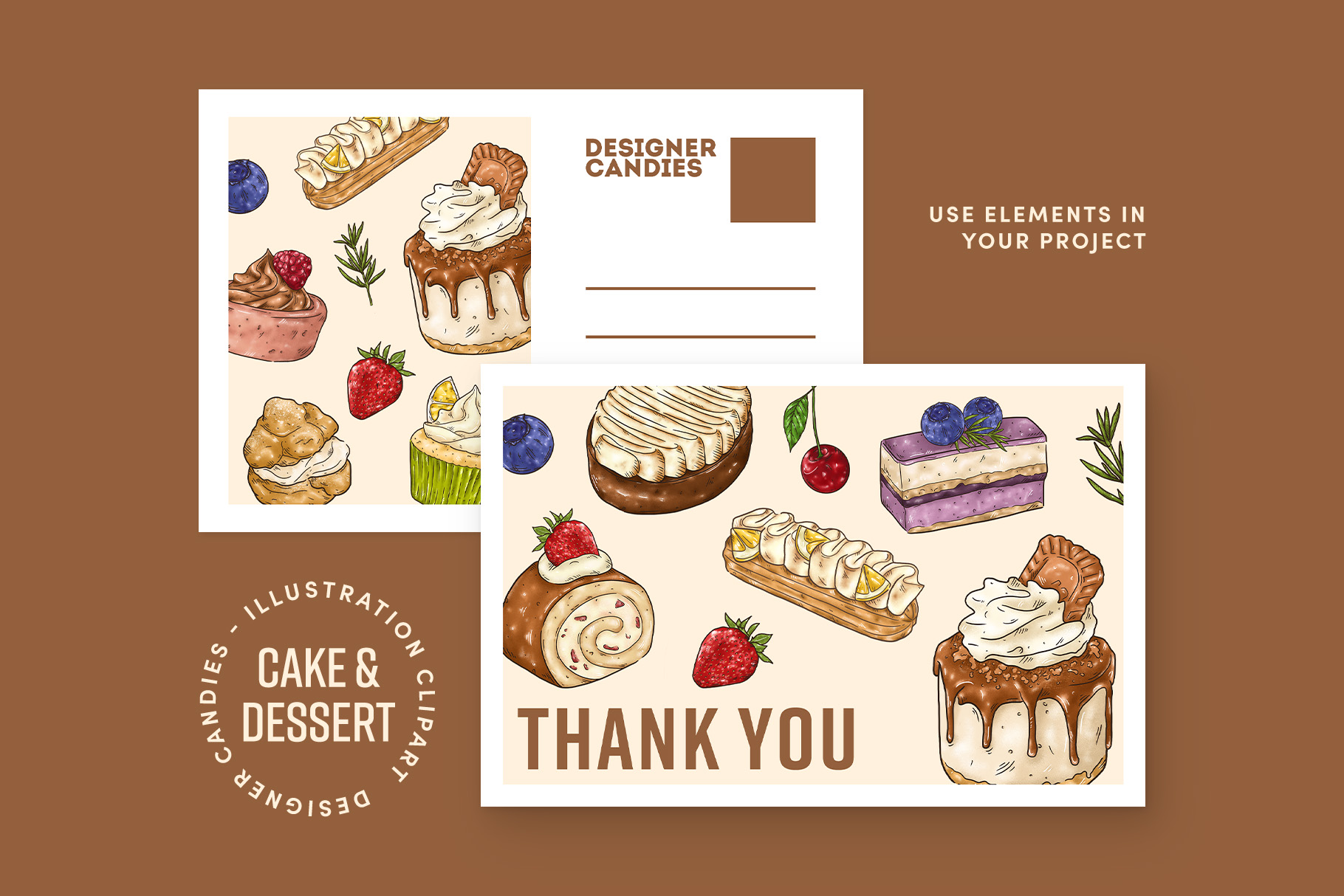 Cakes and Dessert Clipart Illustration (PSD, PNG Format)