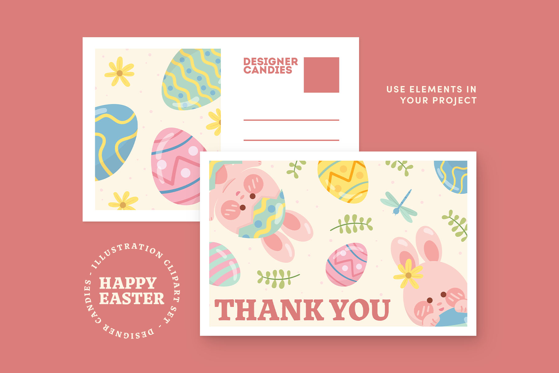 Cute Easter Illustrations (AI, EPS, PNG Format)