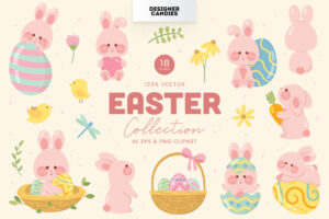 Cute Easter Illustrations (AI, EPS, PNG Format)