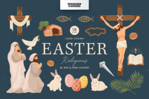 Easter Illustrations (AI, EPS, PNG Format)