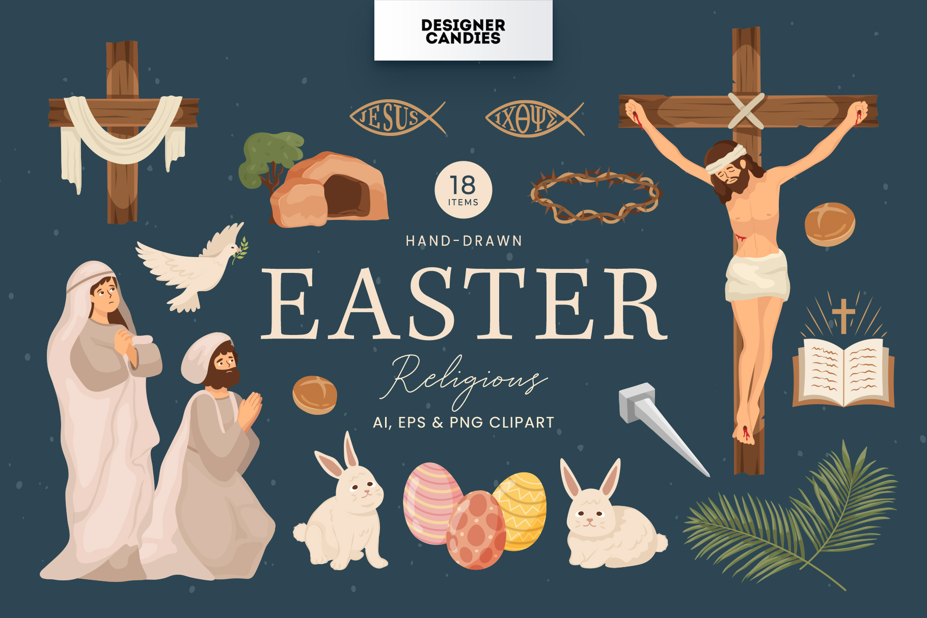 Easter Illustrations (AI, EPS, PNG Format)
