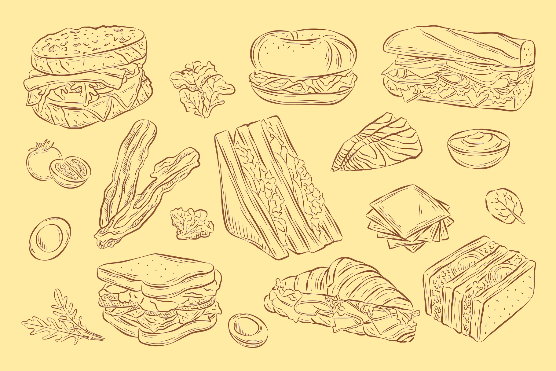 Sandwich Illustrations (PNG, AI, EPS Format)