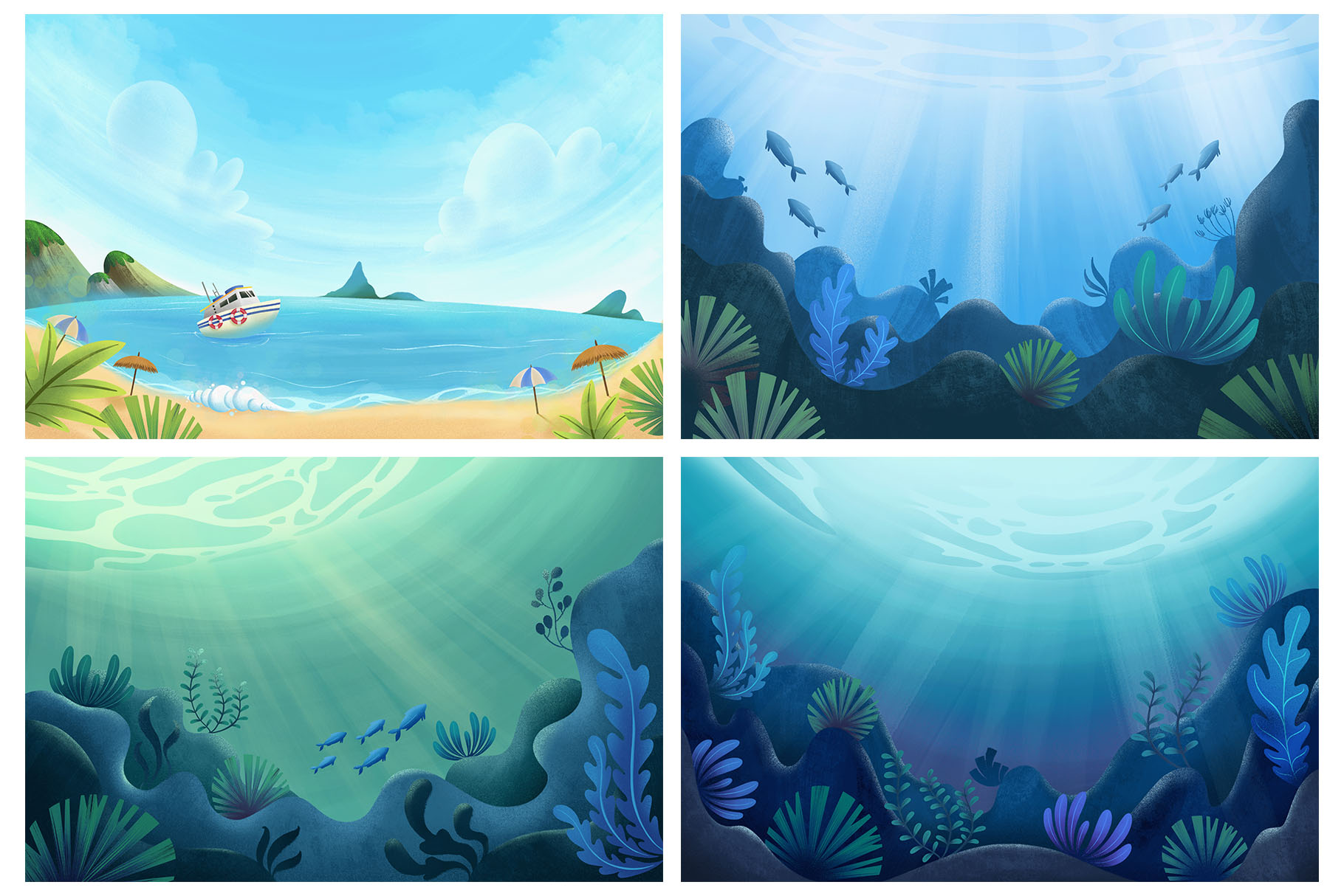 Seascape Background Illustrations (PNG, JPEG Format)