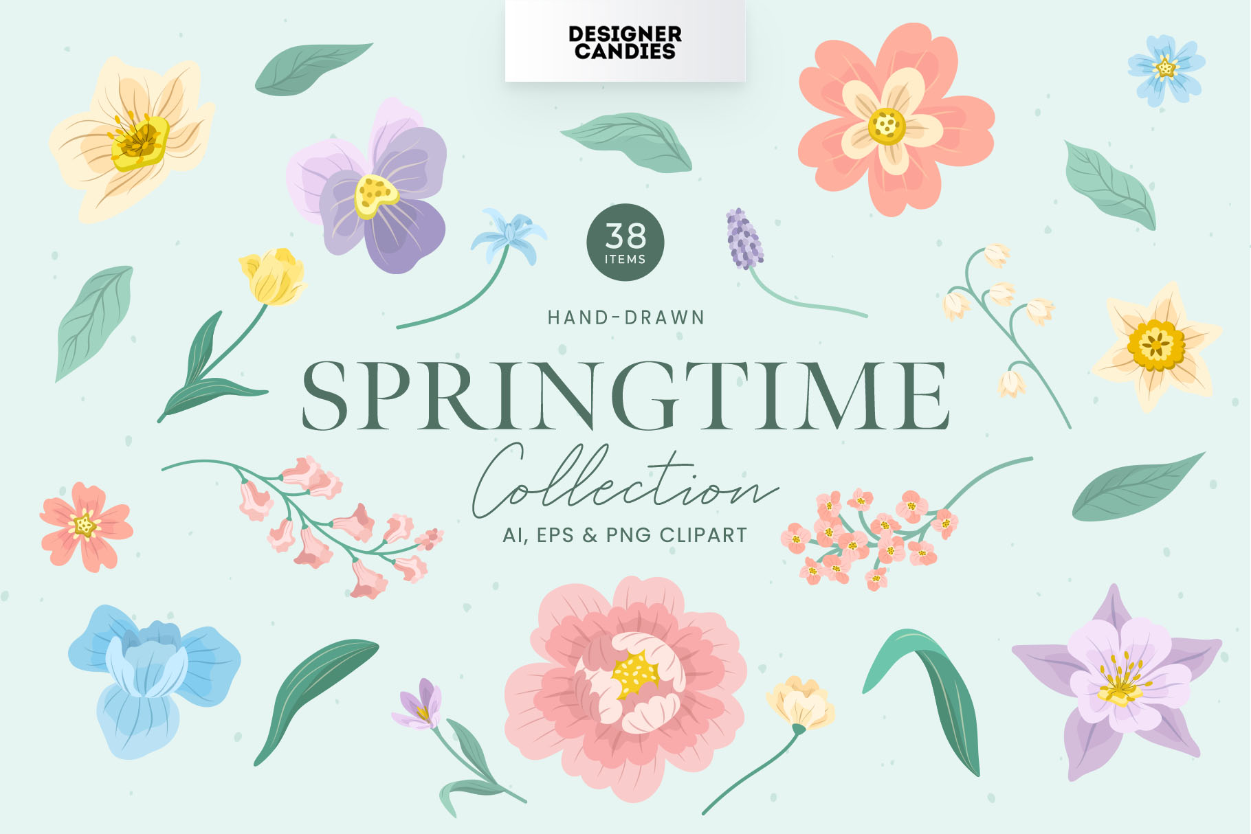 Springtime Flower Illustrations (AI, EPS, PNG Format)