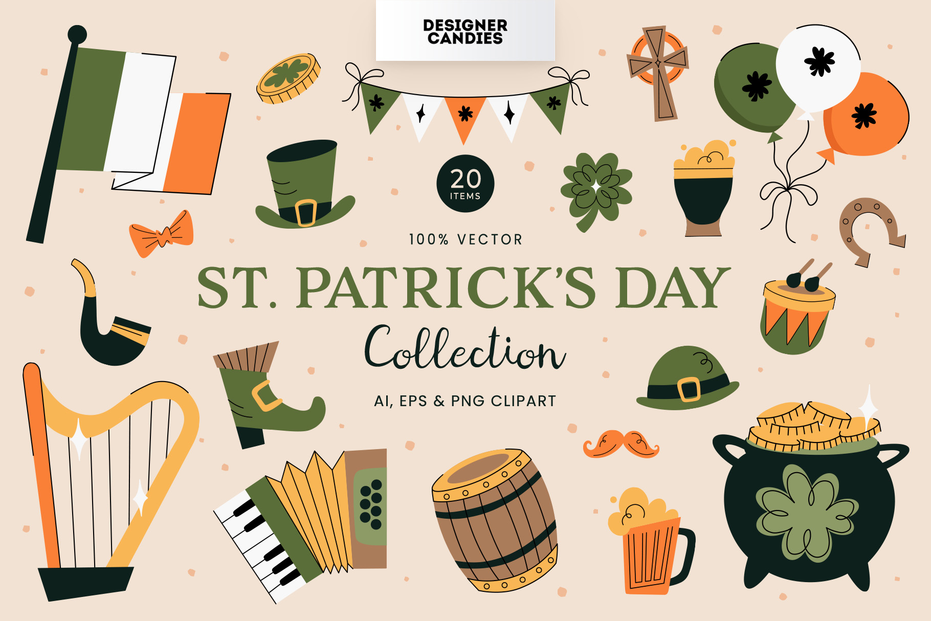St. Patrick's Day Illustrations (AI, EPS, PNG Format)