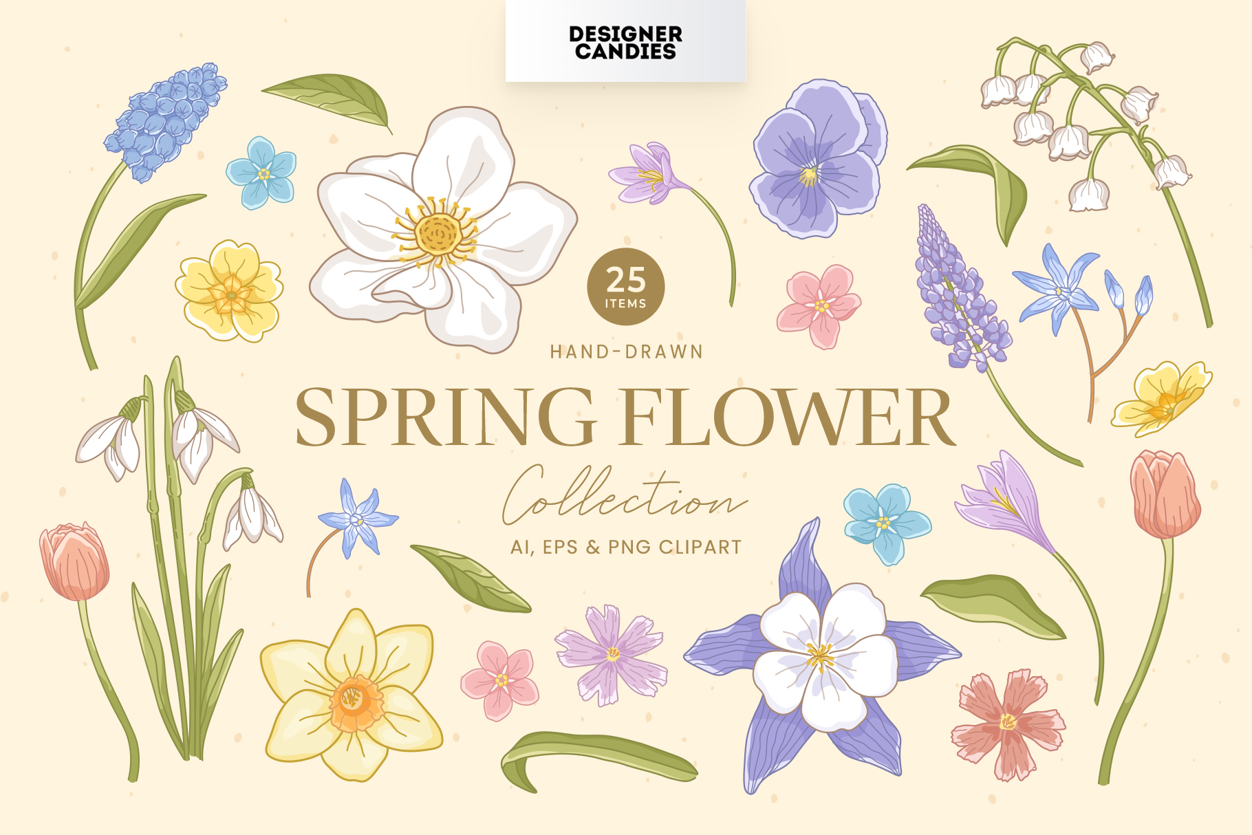 Spring Flower Illustration (AI, EPS, PNG Format)