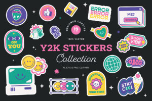 Y2K Sticker illustrations (AI, EPS, PNG Format)