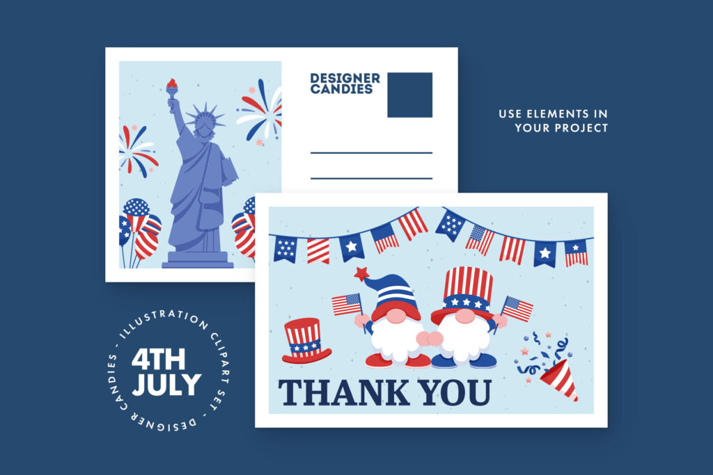 4th July Vector Illustrations Set [AI, EPS, PNG] - DesignerCandies