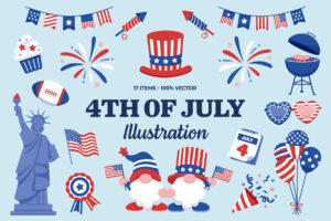 4th July Vector Illustrations Set (AI, EPS, PNG Format)