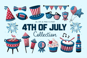 4th of July Illustrations Set (AI, EPS, PNG Format)