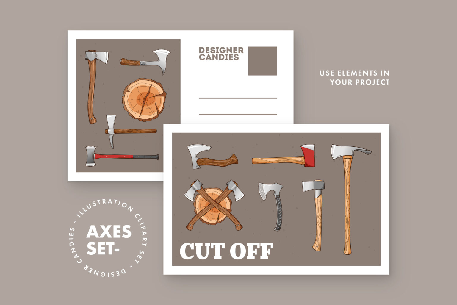 Axes Illustration Set [AI, EPS, PNG] - DesignerCandies