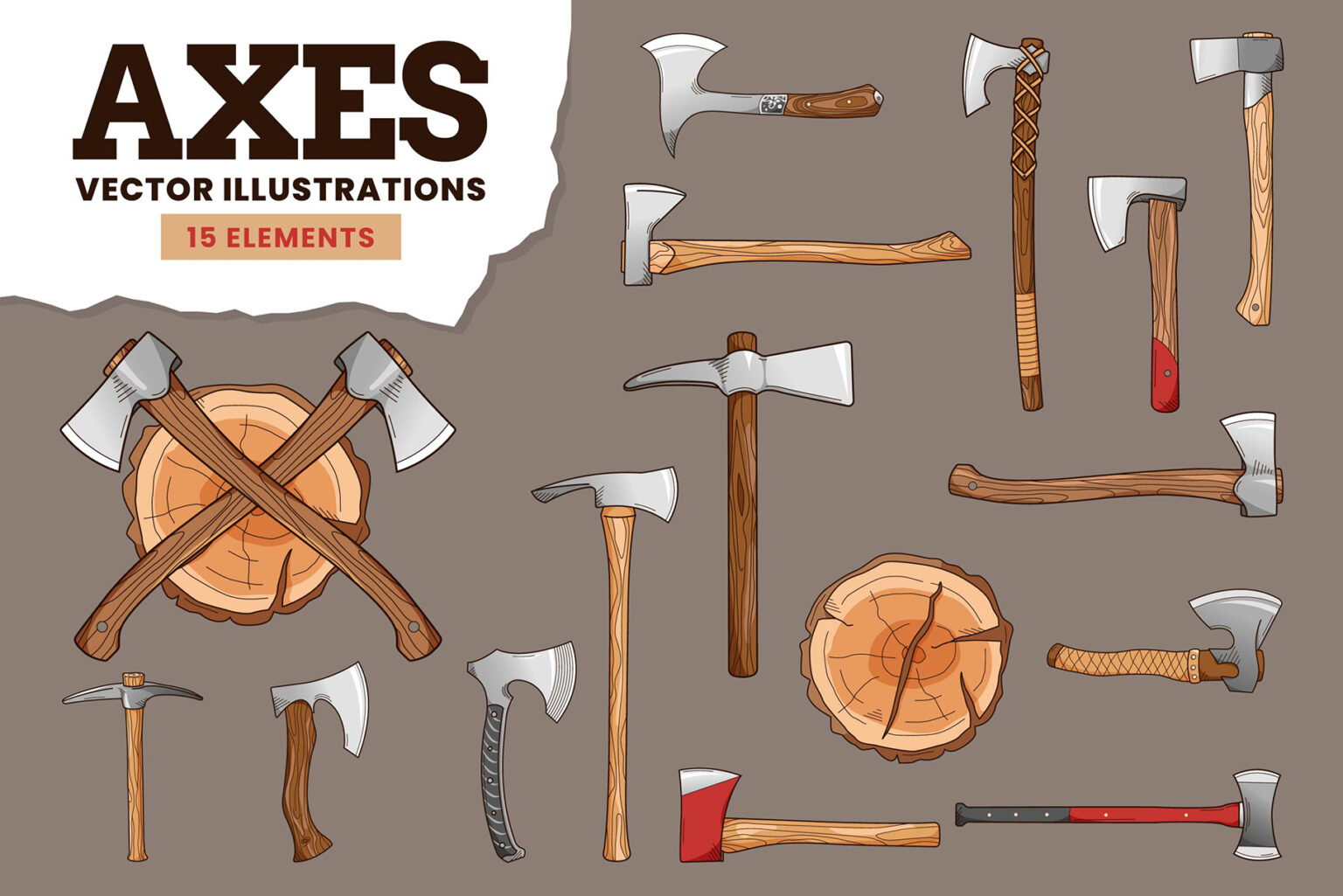 Axes Illustration Set [AI, EPS, PNG] - DesignerCandies