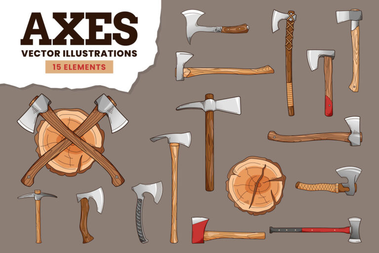 Axes Illustration Set [AI, EPS, PNG] - DesignerCandies